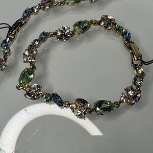 Givenchy Gold Bracelet with Green, Blue, and Pink Gemstones
